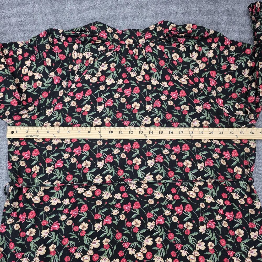 Draper James RSVP Dress Womens XL Black Floral Tie Waist Smocked Cuffs KD7032RT - Picture 4 of 16